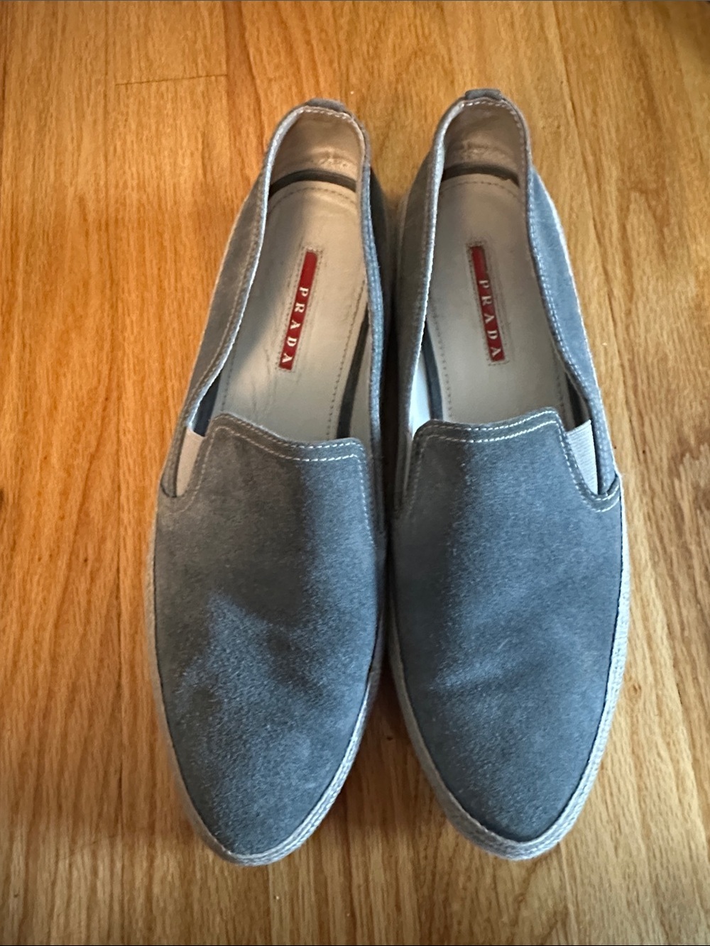 Please Blue Suede Slip-on Loafers